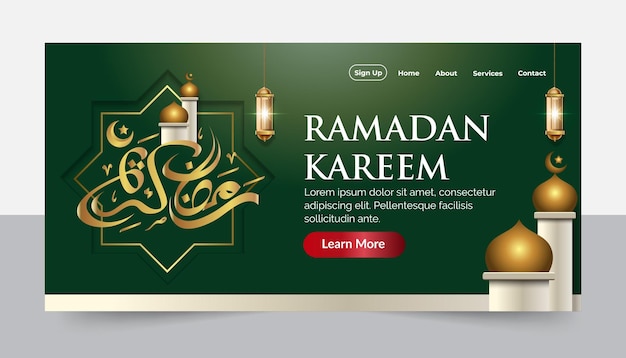 Banner de ramadan kareem con diseño de plantilla árabe dorada