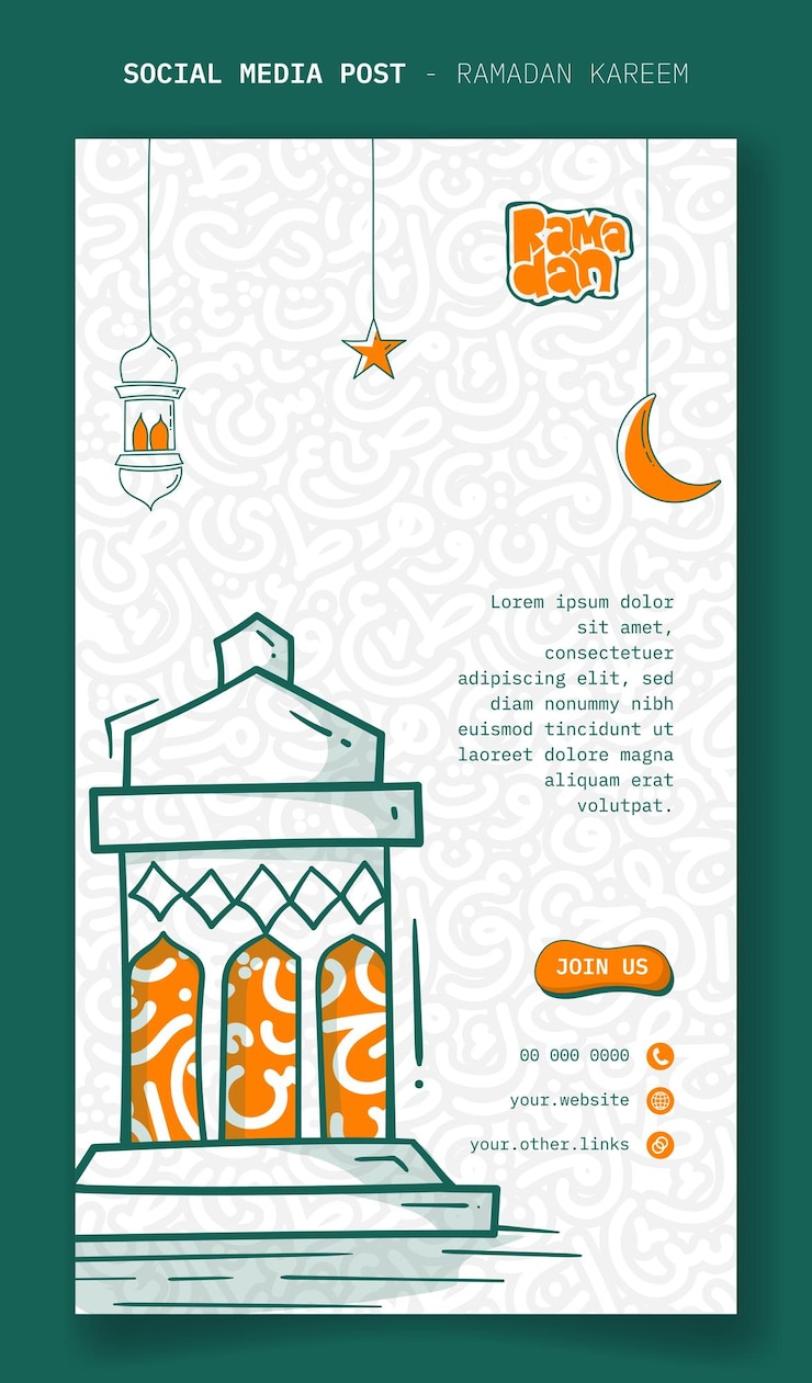 Vector banner de ramadan kareem plantilla con linterna de dibujos animados en diseño de arte en línea con letras árabes