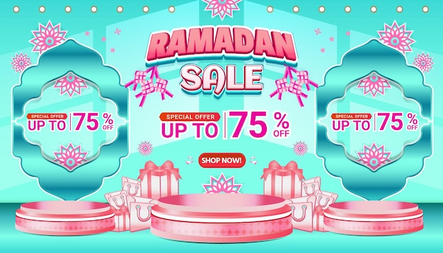 Vector banner ramadan mubarak venta rosa tosca plantilla de fondo de las redes sociales 4