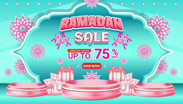 Vector banner ramadan mubarak venta rosa tosca plantilla de fondo de las redes sociales 5