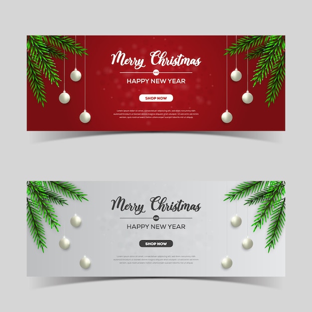 Banner de rebajas de navidad realista