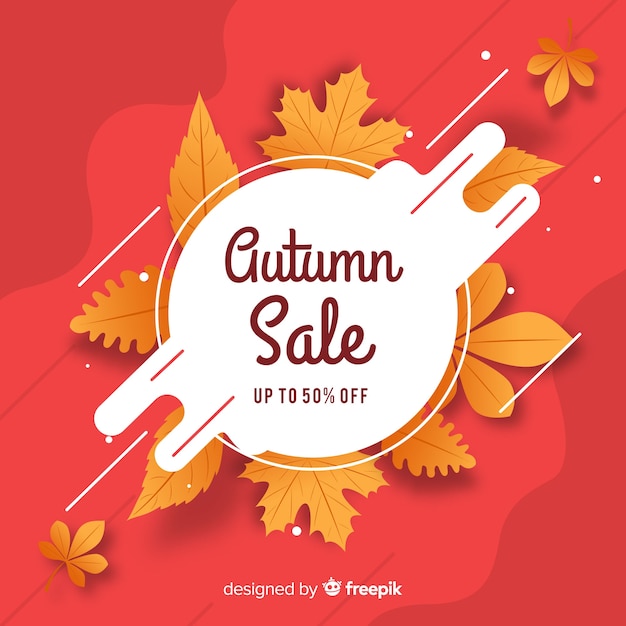 Banner de rebajas de otoño de diseño plano