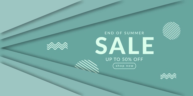 banner de rebajas de verano con elementos geométricos.