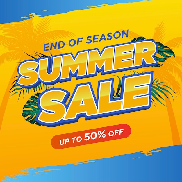 Banner de rebajas de verano con hojas
