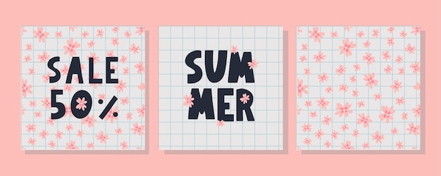 Banner de rebajas de verano con letra de flores