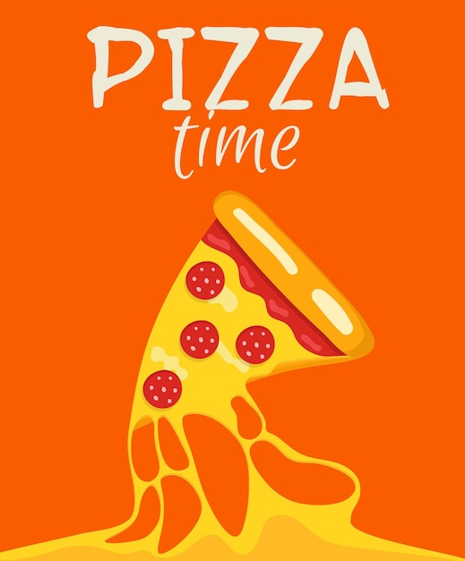 Banner con rebanada de pizza y queso derretido