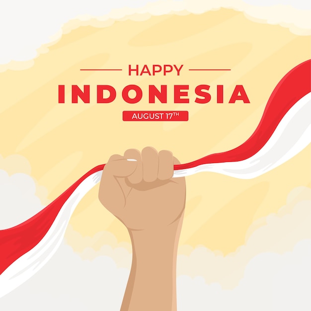 Banner de redes sociales del Día de la Independencia de Indonesia