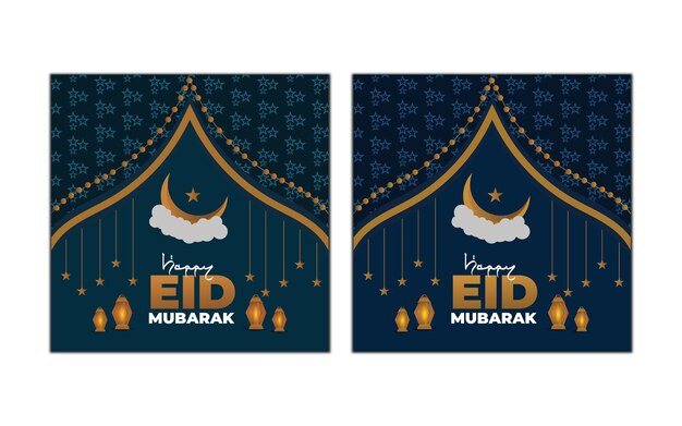 Banner de las redes sociales de Eid Mubarak y Eid ul fitr o plantilla de publicación de Instagram