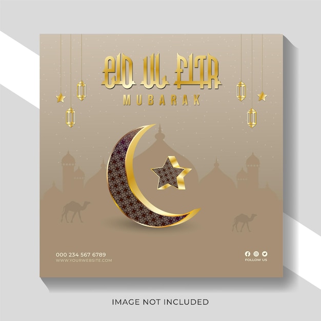 Vector banner de las redes sociales de eid mubarak y eid ul fitr o plantilla de publicación de instagram