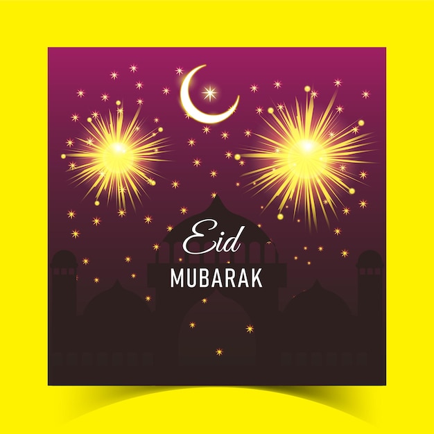 Vector banner de redes sociales de eid mubarak y plantilla de publicación en instagram para el festival de eid
