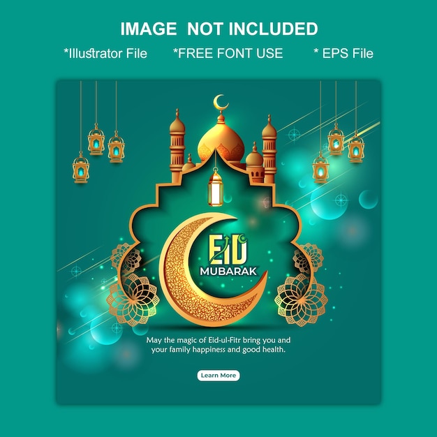 Banner de las redes sociales de Eid mubarak plantilla de publicación de Instagram
