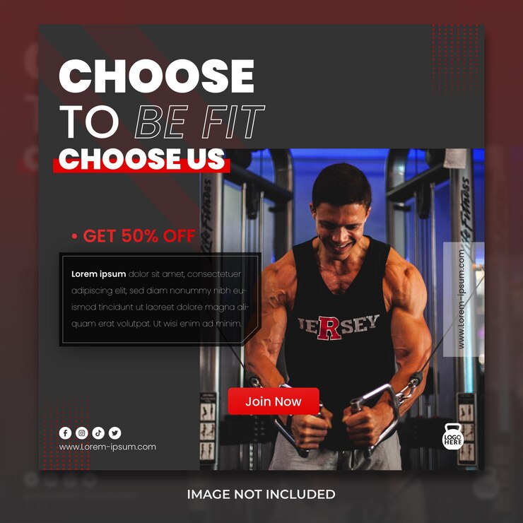 Banner de redes sociales de fitness de vibraciones motivacionales