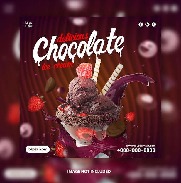 Vector banner de redes sociales de helado súper delicioso o plantilla de diseño de publicación