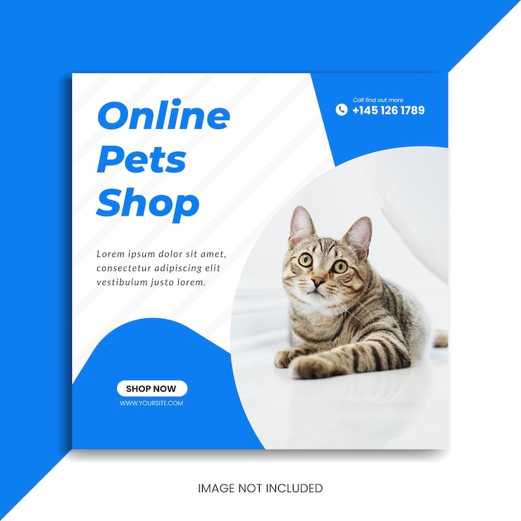 banner de redes sociales para mascotas en línea o publicación de Instagram de tienda de mascotas o plantilla de volante cuadrado de banner de Facebook
