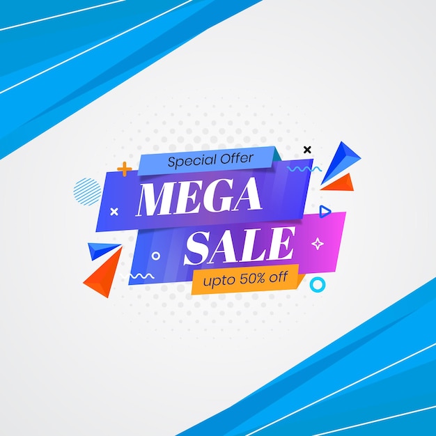 Vector banner de redes sociales de mega venta