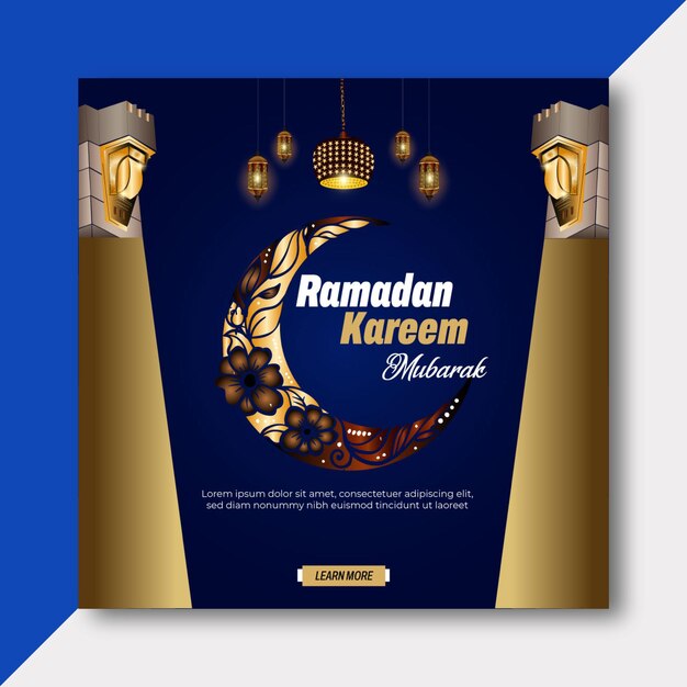 Banner de las redes sociales religiosas del Ramadan Kareem, festival islámico tradicional