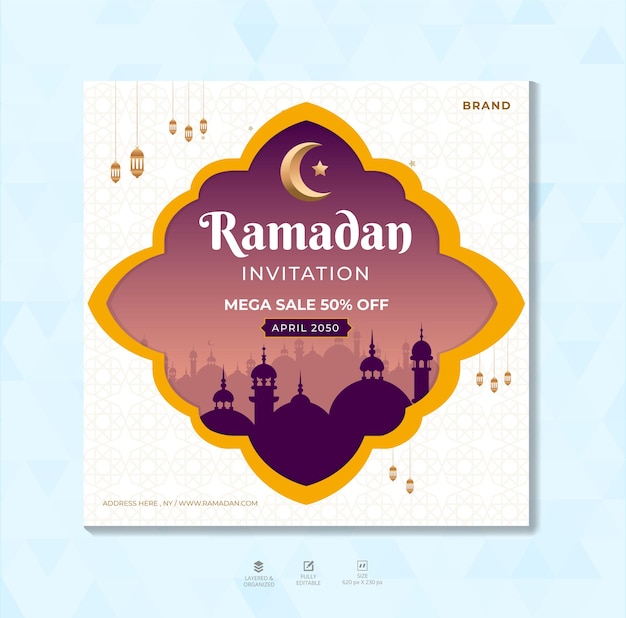 Banner de las redes sociales religiosas del Ramadan kareem, festival islámico tradicional