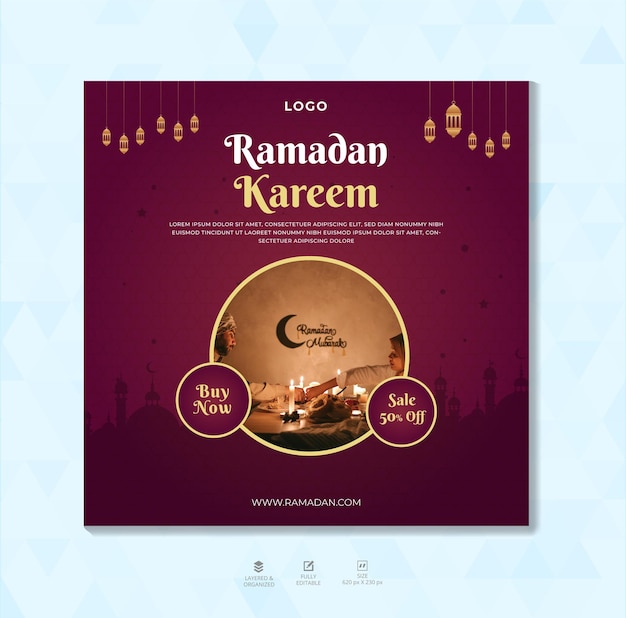 Banner de las redes sociales religiosas del Ramadan kareem, festival islámico tradicional