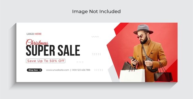 Banner de redes sociales de super venta de navidad y plantilla de banner web vector premium