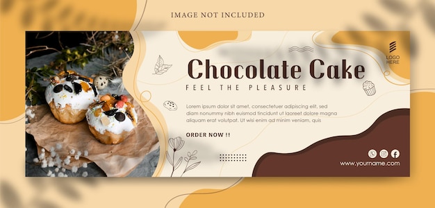 Banner de redes sociales para la venta de pasteles de chocolate.