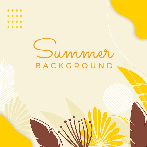 Vector banner de redes sociales de verano con flores y hojas de verano tropical. plantilla de publicación de instagram con tema de verano