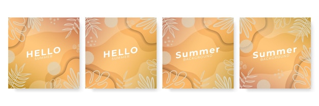 Banner de redes sociales de verano con flores y hojas de verano tropical.