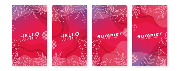 Banner de redes sociales de verano con flores y hojas de verano tropical.
