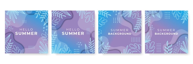 Banner de redes sociales de verano con flores y hojas de verano tropical.