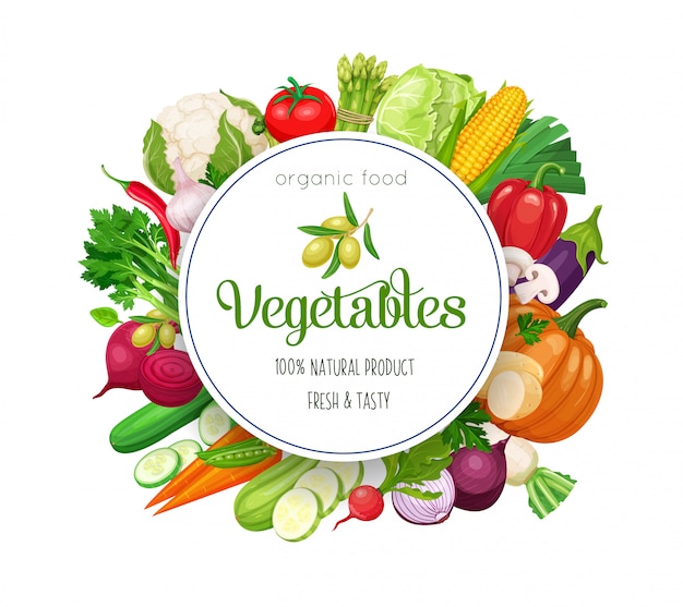 Banner redondo con verduras