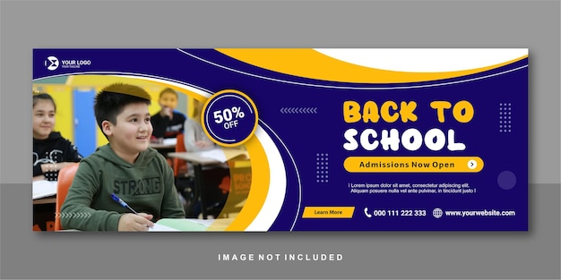 Vector banner de regreso a la escuela diseño premium de portada de facebook