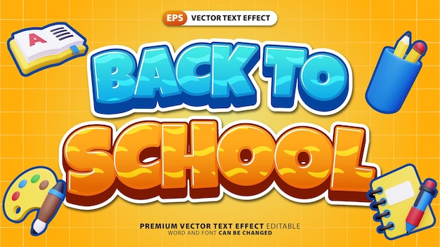 Banner de regreso a la escuela con efecto de texto editable en 3D