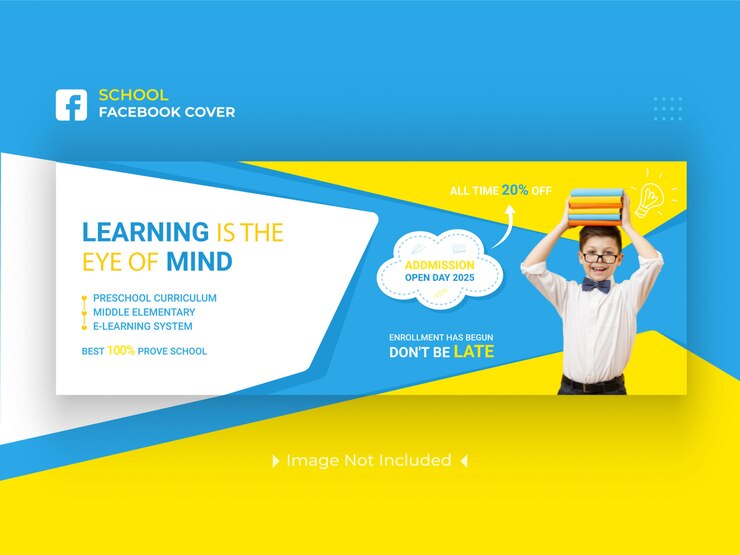 Vector banner de regreso a la escuela plantilla de portada de facebook premium