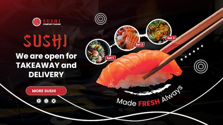 Vector banner de restaurante de sushi