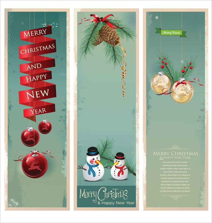 Vector banner retro de feliz navidad