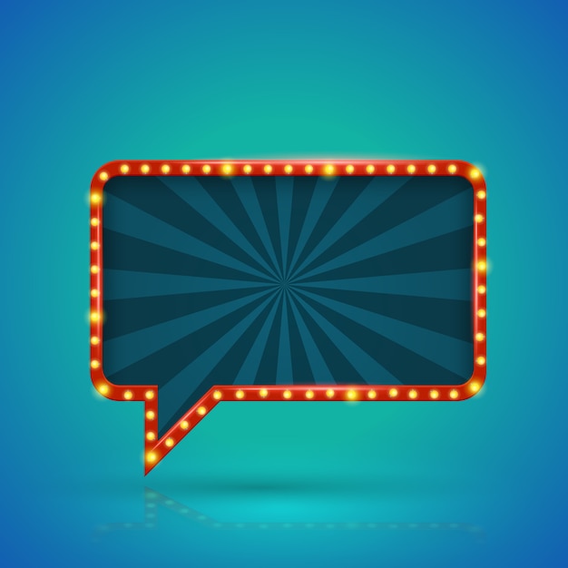 Banner retro de luz de rectángulo