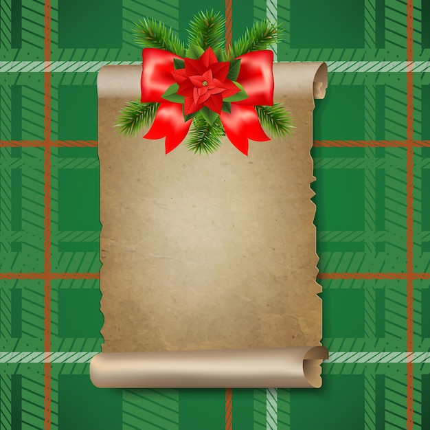 Vector banner de rollos de papel viejo de navidad con malla de degradado, ilustración