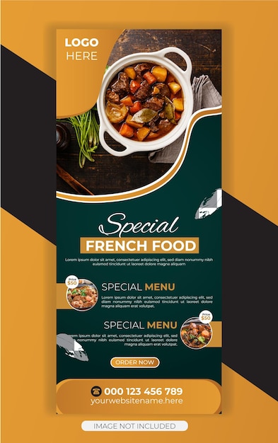 Banner rollup de comida para restaurante