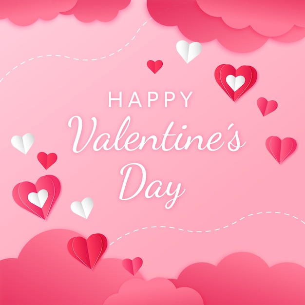 Vector banner rosa san valentin con corazones 3d