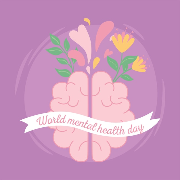 Vector banner de salud mental mundial