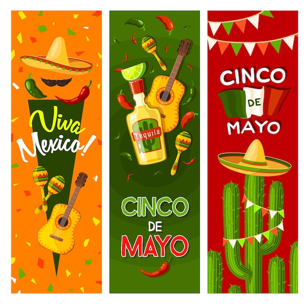 Vector banner de saludo de fiesta de fiesta mexicana del cinco de mayo