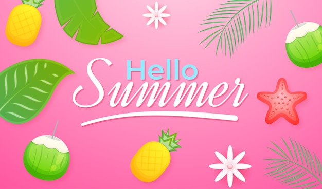 Banner de saludo de verano lindo