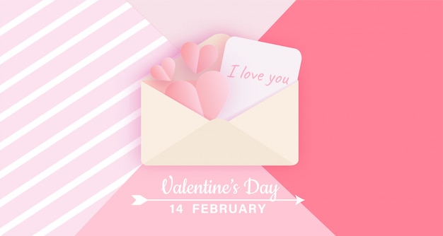 Banner de san valentín con carta de amor