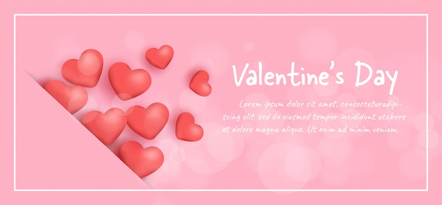 Banner de San Valentín con corazones.
