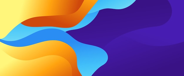 Banner sencillo con gradiente vectorial azul amarillo y naranja con ondas abstractas y formas líquidas Diseño vectorial para presentaciones volantes carteles de fondo invitaciones para informes anuales