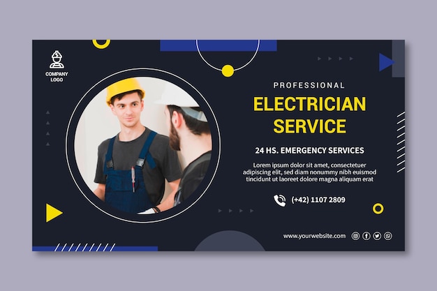 Vector banner de servicio de electricista