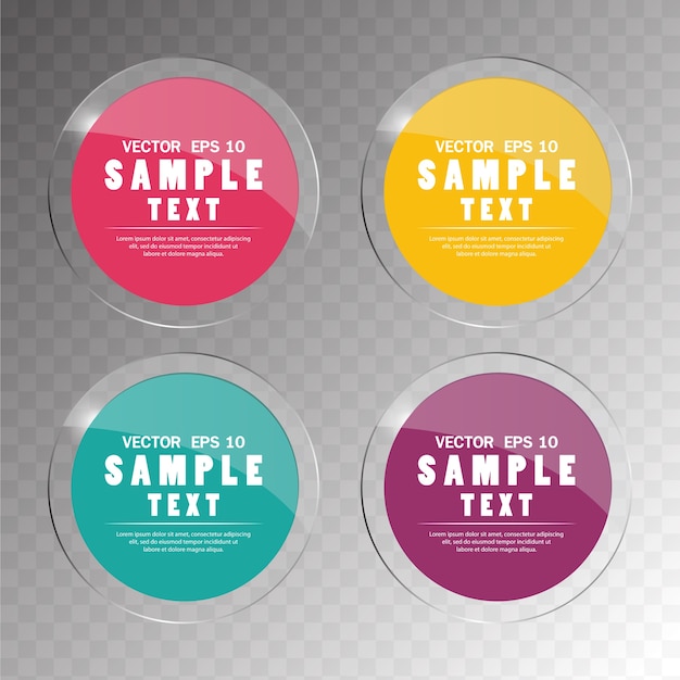 Vector banner set colorful glass circle abstract