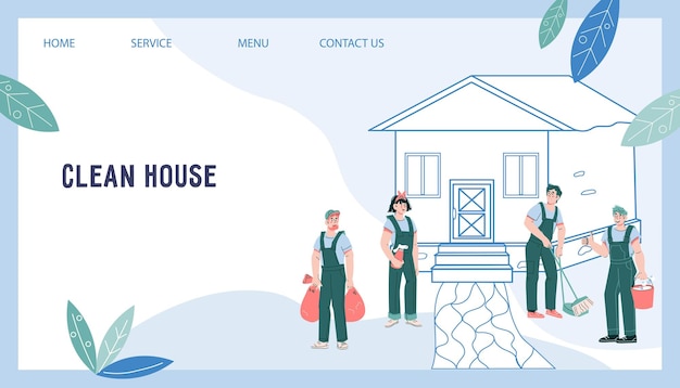 Banner de sitio web de servicio de limpieza o diseño de página web de presentación