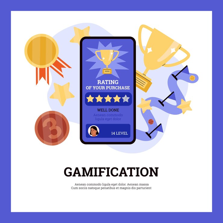 Vector banner sobre la ilustración de vector de estilo plano de gamificación
