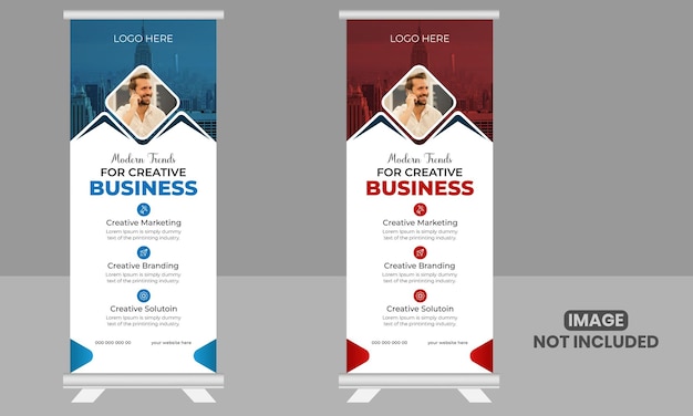 Banner standee acumulativo de negocios abstracto de vector creativo moderno