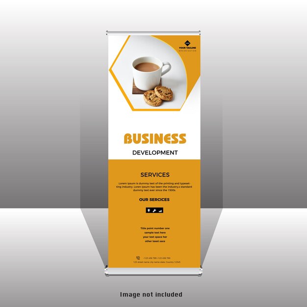 Banner de standee de rollup de negocios amarillo moderno